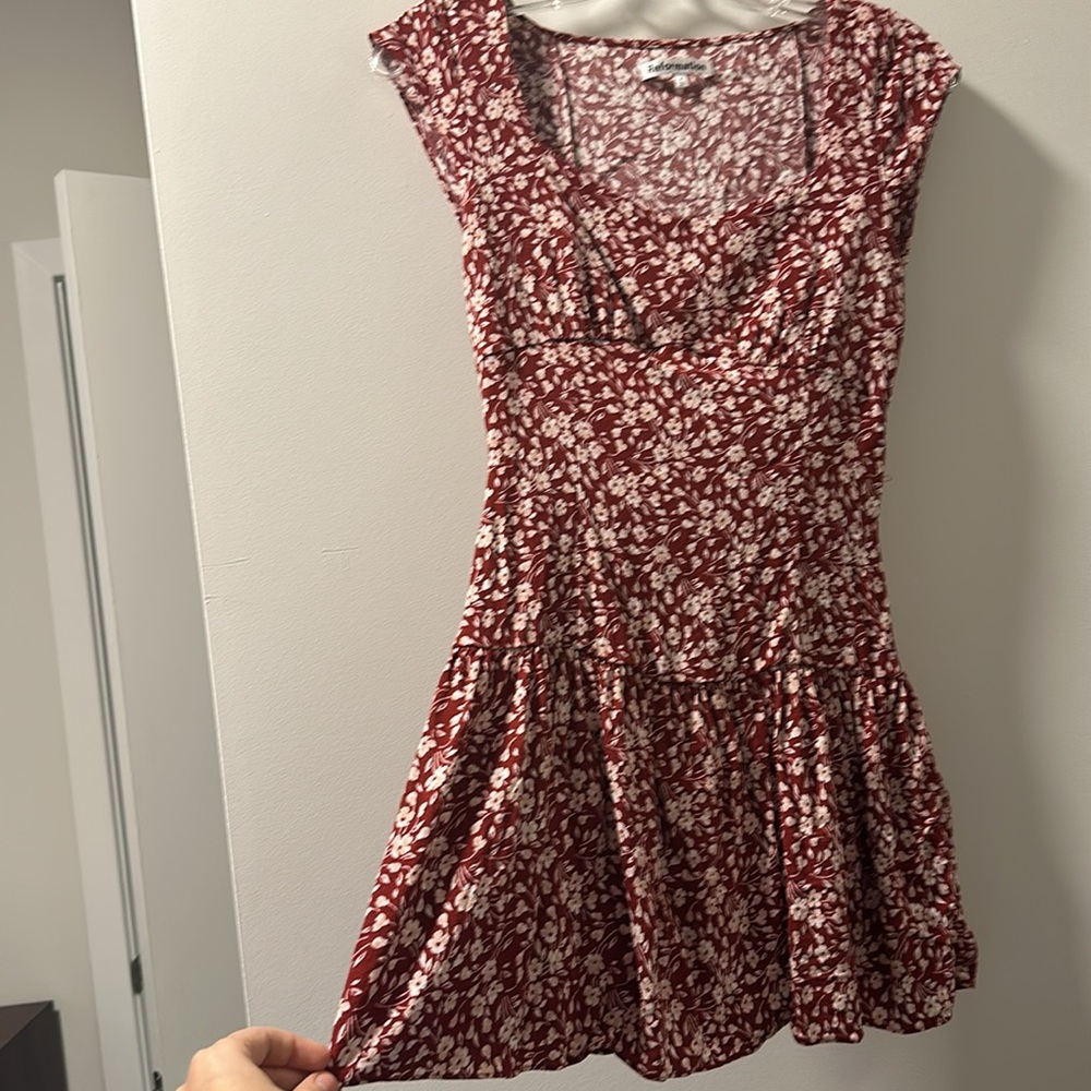 Reformation red floral dress 4